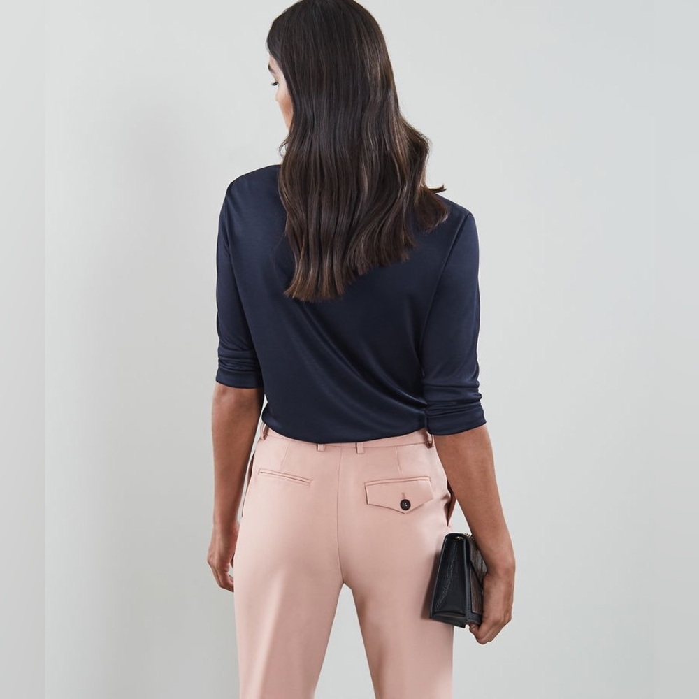 REISS Marilyn Boat Neck Long Sleeve Top In Navy - Picture 7 of 10